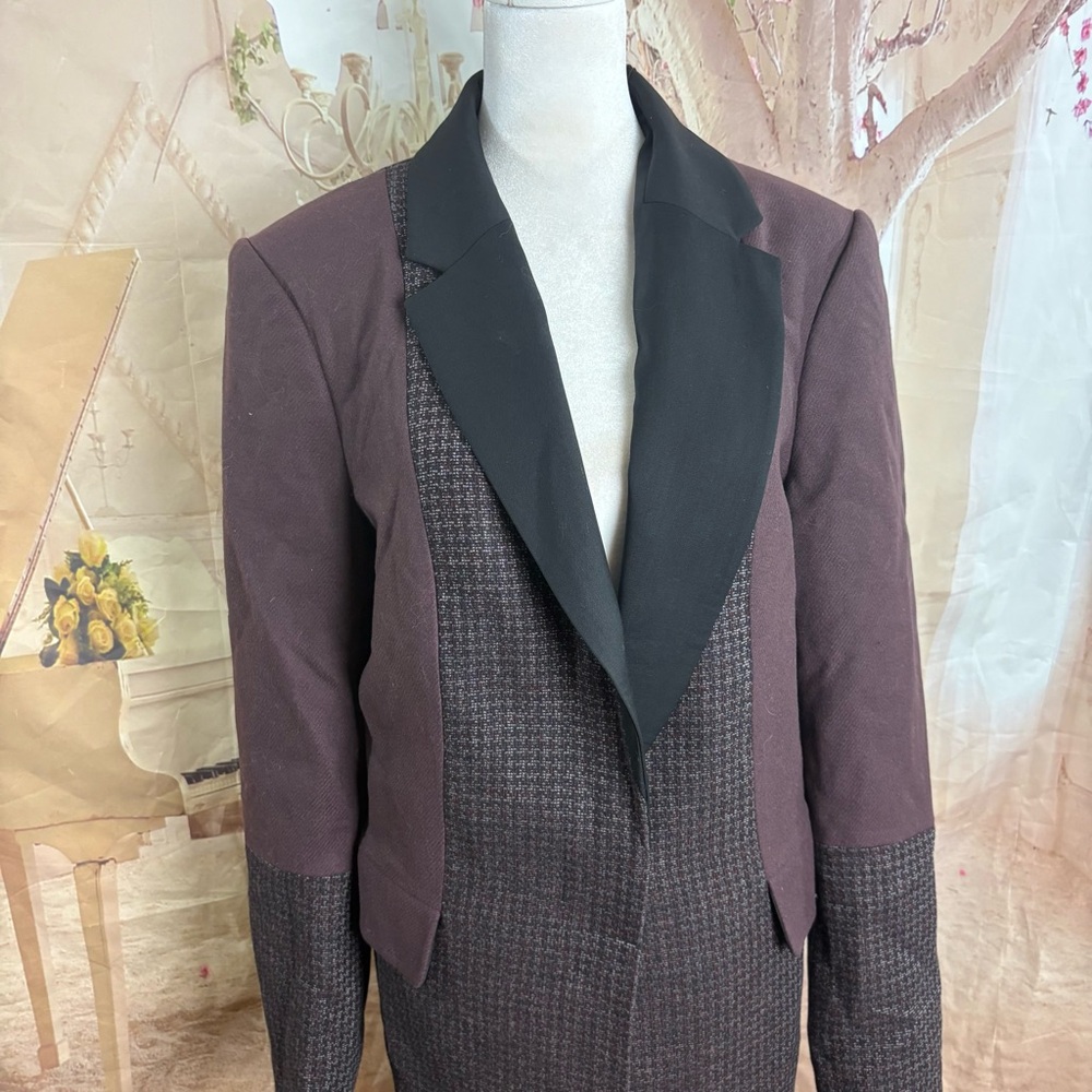 NEW Equipment Long Wool-Blend Blocked Arostide Burgundy Tailored Coat - Picture 4 of 12